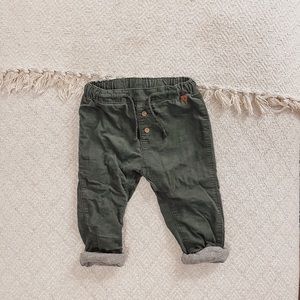 H&M Green corduroy jersey-lined pants 18M